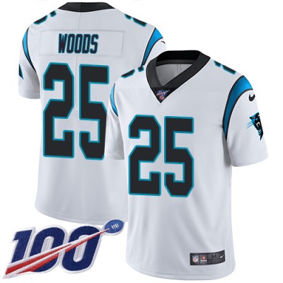Nike Carolina Panthers #25 Xavier Woods White Men's Stitched NFL 100th Season Vapor Untouchable Limited Jersey